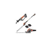 Terratek 20V Telescopic Cordless Hedge Trimmer 2X Batteries, 1HR Fast Charge Long Reach Pole Hedge Cutter with Charger Included.
