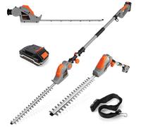 Terratek Cordless Hedge Trimmer 20V Li-Ion Long Reach Telescopic Garden Hedge Cutter, 1 Hr Fast Charge Battery & Charger Included