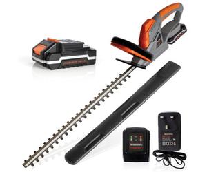 Terratek Cordless Hedge Trimmer 20V Lightweight Handheld Garden Electric Hedge Li Ion 1Hr Fast Charge Battery And Charger Included