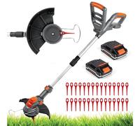Terratek Cordless Strimmer 20V 1HR Fast Charge Battery Garden Strimmer, Lightweight Grass Cutter Machine 30x Blades, Cordless Grass Trimmer with 2x Batteries and Charger Included