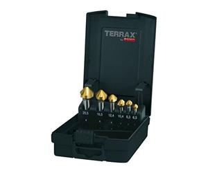 Terrax Set Svasatore Conico Forma C 90° HSS Tin In Cassetta Di Plastica, 6 pezzi