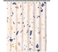 Terrazzo 3D Shower Curtain 120 x 180 cm, Anti-Mould Washable Quick-Drying Abstract Spots Bathroom Curtain with 8 Hooks, Modern Wet Room Decor A.317