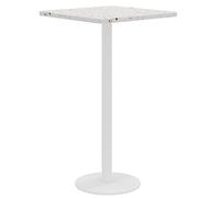 Terrazzo Cocktail Table Square Kitchen Table - Modern White Metal Design for Milk Tea Shops Restaurants Bars & Meeting Rooms - 23.6x23.6x41.3in