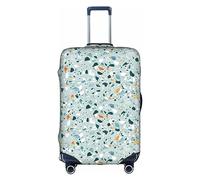 Terrazzo Marble Pastel Case Cover Elastic Washable Luggage Cover Scratch Protector Multiple Sizes, White, Medium