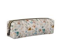 Terrazzo Marble Pastel Minimalist Leather Zip Pencil Case - Premium Cross-Grain Pvc Leather Organizer For Pens, Art Supplies & Daily Essentials - Compact, Stylish & Durable School/Office/Travel Pouch
