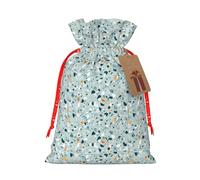 Terrazzo Marble Pastel Print Christmas Drawstring Gift Bags Holiday Party Xmas Birthday Favors Present Sacks
