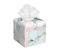 Terrazzo Marble Pastel Print Leather Tissue Box,Tissue Box Cover Square For Bathroom Vanity Countertop Bedroom Dresser Office Desk