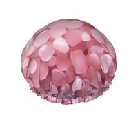Terrazzo Marble Pastel print Shower Cap for Women Double Layer Elastic Bath Cap for Home Spa Hotel and Hair Salon