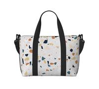 Terrazzo Marble Pastel Print Travel Duffle Bag Lightweight Weekend Bag Travel Bag Holdall with Adjustable Strap for Weekend Trips Gym Travel Daily Use