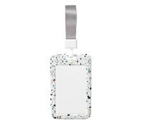 Terrazzo Marble Pastel Printed Card Badge Holder with Neck Strap, Vertical Cards Holder Anti-Scratch and Easy-Scan, for Office