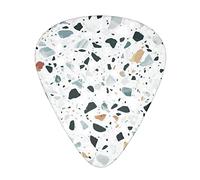 Terrazzo Marble Pastel Printed Guitar Picks With Organizer Storage Box 0.46 0.71 0.96 Mm Includes Thin Medium Heavy For Bass Electric Acoustic Guitars Ukulele 12 Pack
