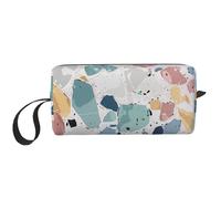 Terrazzo Marble Pastel Printed Makeup Bag with Handle, Lightweight Portable Cosmetic Organiser for Travel, Gym & Daily Use â€“ Gift for Women Girls