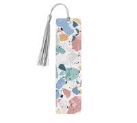 Terrazzo Marble Pastel Printed Metal Bookmarks M - Gray Lightweight Aluminium Book Marker for Books, Journals & Gifts, Ideal Book Lovers, Holiday Decor & Crafts