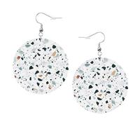 Terrazzo Marble Pastel Prints Leather round earrings Pendant Stylish and beautiful Lightweight Dangle for Women Girls