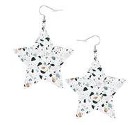 Terrazzo Marble Pastel Prints Leather star earrings Pendant Stylish and beautiful Lightweight Dangle for Women Girls