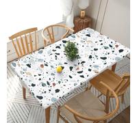 Terrazzo Marble Pastel Rectangle Tablecloth Waterproof Elastic Fitted Table Covers for 5 Ft Tables Tablecloth Wipeable Table Cloth Cover for Picnic Camping Indoor Outdoor 30"x72"