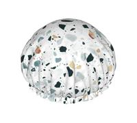 Terrazzo Marble Pastel,Shower Cap Nightcap Double Layer Waterproof Elastic Bath Cap Reusable Hair Cap