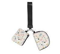 Terrazzo Marble Pastel Wristlet Keychain Wallet Pouch with Strap Double Zipper Small Coin Purse Portable Wrist Bag for Travel Gym Daily Use
