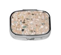 Terrazzo Natural Stone,Meta Pill Box 2 Compartment Medicine Case,Portable Organizer,Rectangle Meta Portable Organizer Pill Box 2236 Compartment Medicine Case