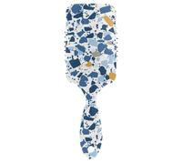 Terrazzo Pattern Glory Blue anti static scalp massager hair Designed wet dry brush for curly hair with Ergonomic handle cepillos para cabello