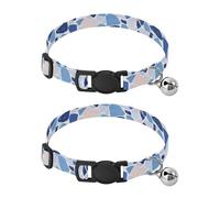 Terrazzo Pattern Glory Blue Dog Collars For Small Dogs Adjustable Girl And Boy Dog Collars 2 Packs