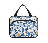 Terrazzo Pattern Glory Blue Hanging Travel Toiletry Bag for Men with Hook, Designer Bag for toiletries for Travel Must Work Bolsa de maquillaje para Mujer L