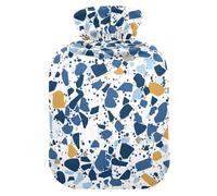 Terrazzo Pattern Glory Blue hot-Water Bottle with Soft Cover, 1L hot compresses for The Body for Neck Shoulder Warmer,Hand Feet Warmer,Bolsa para cólicos menstruales