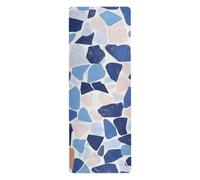 Terrazzo Pattern Glory Blue yoga matt for floor workouts printed, non slip, nonslip yoga towel with bags tapete para ejercicio 71x26 inches