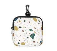 Terrazzo Seamless Patterns Classic Italian Marble, Coin Purse Square Zipper Storage Bag, Change Pouch with Lobster Buckle Clasp Buckle, Change Purse
