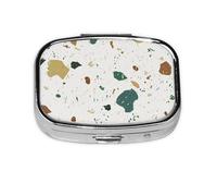 Terrazzo Seamless Patterns Classic Italian Marble,Meta Pill Box 2 Compartment Medicine Case,Portable Organizer
