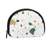 Terrazzo Seamless Patterns Classic Italian Marble, Women's Storage Bag Shell Makeup Bag Small Coin Purse Shell Change Pouch