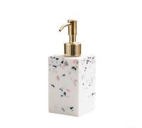 Terrazzo Soap Dispenser 220ml Manual Pump Stainless Steel Gold Finish for Liquid Bathroom Sink Kitchen Counter Decor Elegant Design
