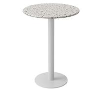 Terrazzo Square Kitchen Table - 23.6"x23.6" Modern Cocktail Bar Table with White Metal Base Ideal for Restaurants Milk Tea Shops Bars & Meeting Rooms