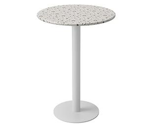 Terrazzo Square Kitchen Table White Metal Cocktail Table for Bars Restaurants Milk Tea Shops Meeting Rooms - 23.6"x23.6"x41.3" Modern Design