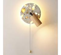 Terrazzo Wall Lights, Adjustable 360° Spotlight with Pull Chain Switch for Bedroom, Living Room, Study - Modern Design, 3000K Warm White