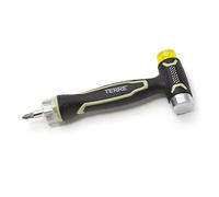 Terre Products, 6 in 1 Double Faced Hammer Tool, Small Rubber Mallet Hammer, Built-In Multi Bit Screwdriver, Ergonomic Non-Slip TPR Handle, Perfect for Crafts, Jewelry, Wood, Auto, and Flooring