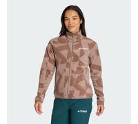 adidas Women's Terrex Multi Printed Full Zip Fleece Jacket, Earth Strata/Trace Brown, XL