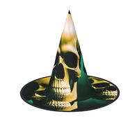 Terrible Skull Head Print Halloween Cone Witch Hat Cosplay for Wizards Masquerade Halloween Party Accessories.