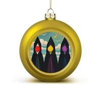 Terrible Witches Christmas Tree Ornaments 1.6 Inch Shatterproof Pc Plastic Balls with Lanyard Baubles Hanging Christmas Ball Ornaments for Xmas Tree Holiday Party Wedding Home Decorations-Golden