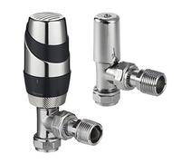 Terrier 632322 Thermostatic Radiator Anthracite and Chrome 15mm Connection Angle Body & Matching CP lockshield Valve