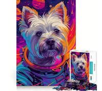 Terrier Astronaut Space 1000 Piece Jigsaw Puzzle for Teenagers Smart Game Relaxed Mind Pattern Assembly Santa Wish List (38x26cm)