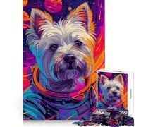Terrier Astronaut Space 1000 Piece Jigsaw Puzzle for Teenagers Smart Game Relaxed Mind Pattern Assembly Santa Wish List (38x26cm)