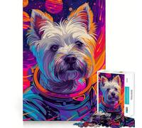 Terrier Astronaut Space Jigsaw Puzzles for Adults1000 Pieces Think Smart Toy Family Bond Accurate Cut Seasonal Gift (38x52cm)