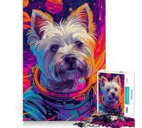 Terrier Astronaut Space Jigsaw Puzzles for Teenagers 1000 Pieces Logic Sense Toy Calm Fun Smooth Edge Birthday Gift (50x75cm)