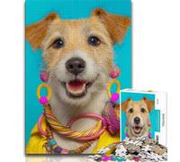 Terrier Smiling Face Jigsaws Puzzles 1000 Pieces for Adults Gifts,Stress Reliever Staycation Kill Time with Matching Poster And Trivia Sheet (50x75cm)