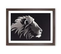 Terrific Lion Abstract Framed Print | A4 Walnut Framed Wall Art | Ready to Hang | Abstract Animal Picture | Living Room Bedroom Lounge Office