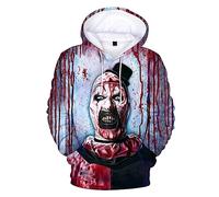 Terrifier 2 Hoodie, Scary Character Pullover Sweatshirt, Halloween Unisex 3D Hoodie with Pocket for Men Women Teen, 2, L