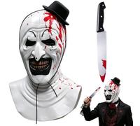 Terrifier Art the Clown Mask, Scary Killer Clown Joker Mask, Terrifiers Halloween Cosplay Accessories Scary Killer Role Play, Full Face Mask Realistic Halloween Creepy Latex Mask for Unisex Adults Kid