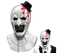 Terrifier Clown Mask, Scary Horror Terrifier Clown, Art The Clown Mask | Scary Horror Terrifier Clown with Prop Blood Knife for Adult Men Women, Halloween Cosplay Costume Props