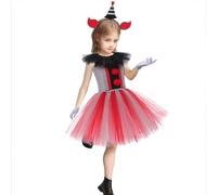 Terrifier Costume Kids Girls Killer Clown Tulle Tutu Dress collar gloves headband